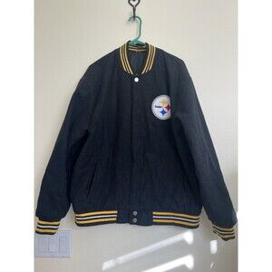 NFL Pittsburgh Steelers JH Design Wool Reversible‎ Jacket Black Embroiderd XL